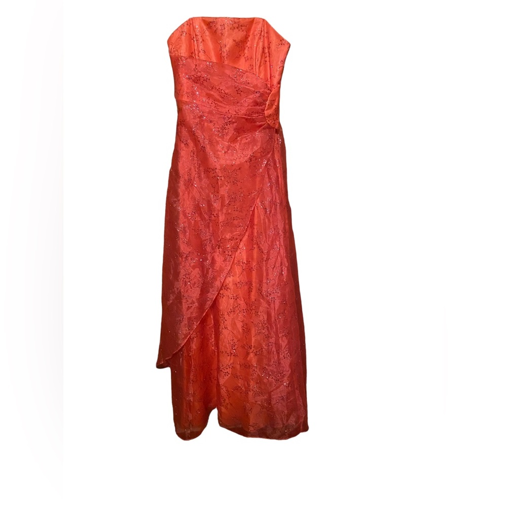 Betsy‎ & Adam by Linda Bernell Sparkly Coral Prom-Homecoming Dress-Size 8